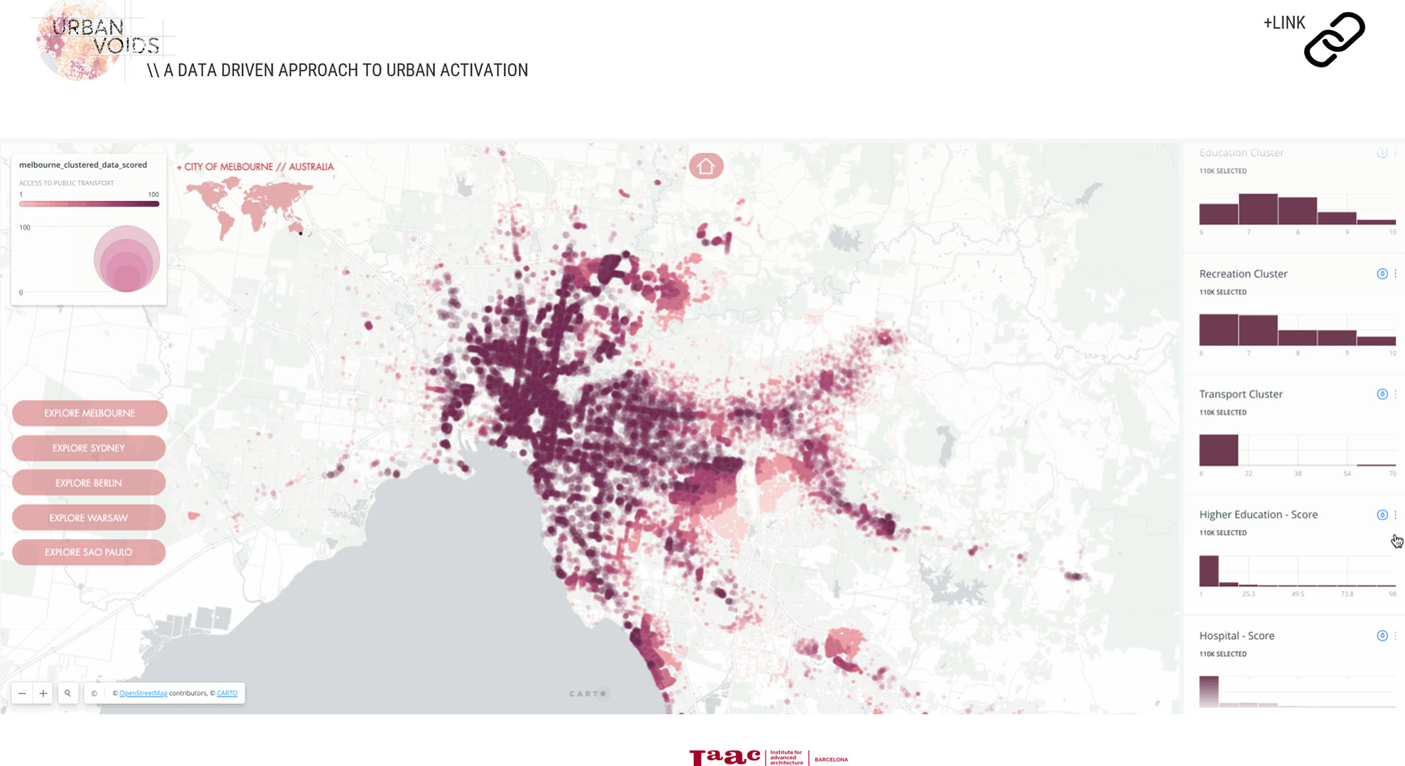 Map of Melbourne showing urban voids identified using AI.