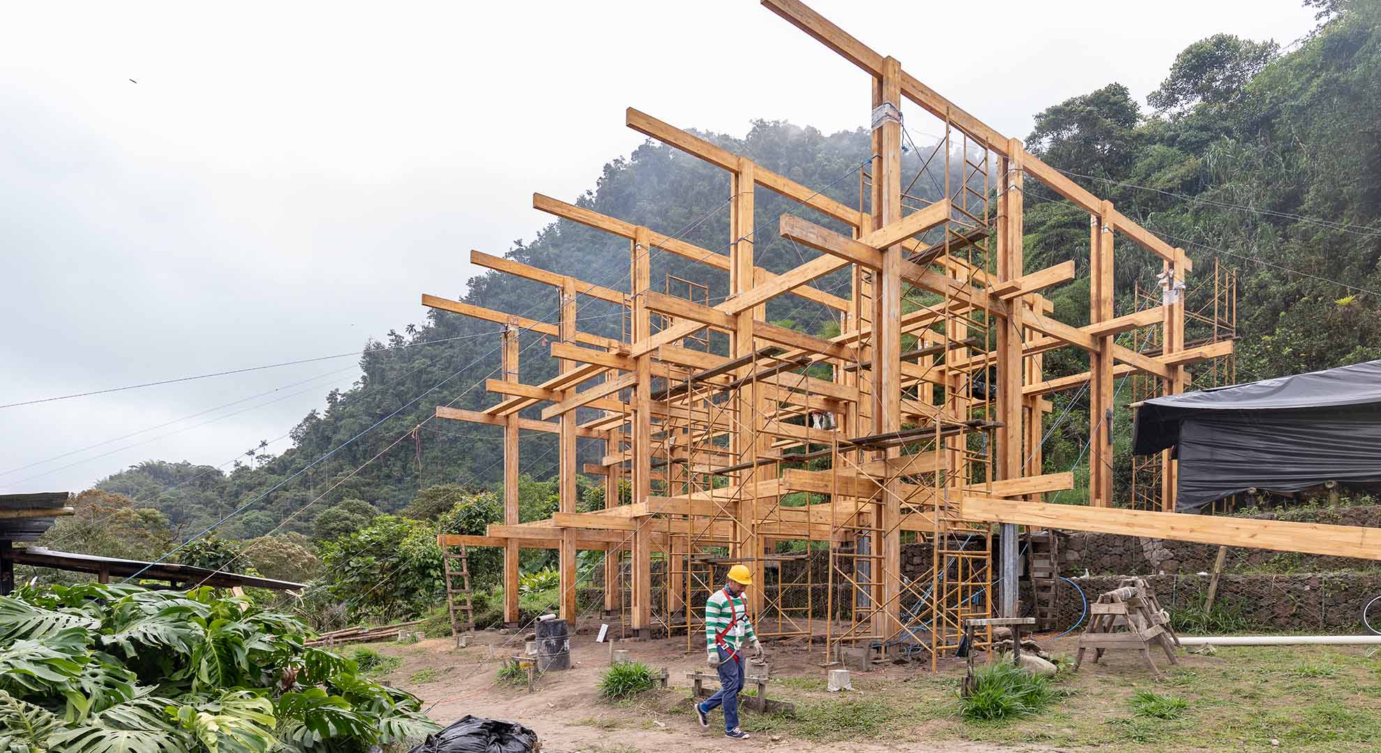 Construction process in Mindo, Ecuador.