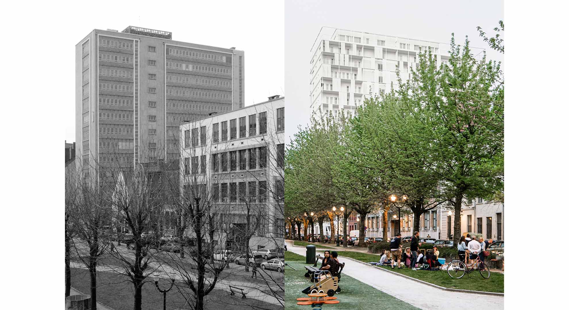 An office building converted into housing in Brussels.