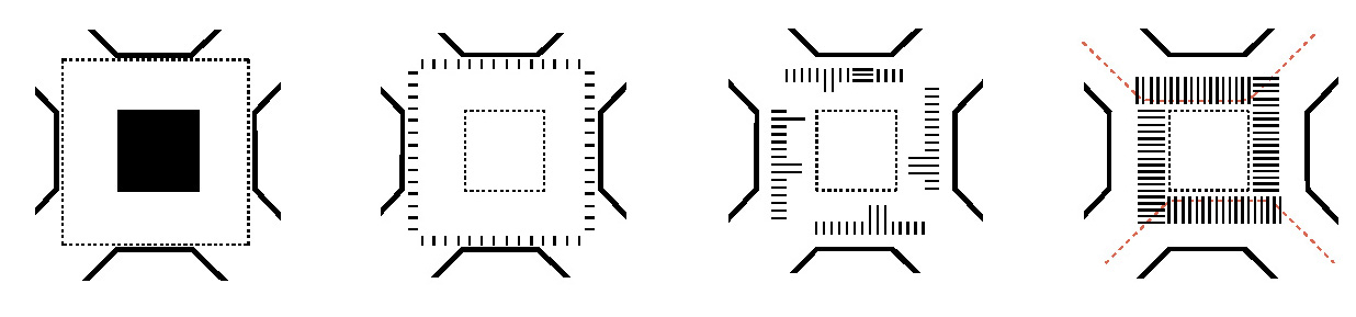 Diagram showing the transformation of a public space into an open urban design