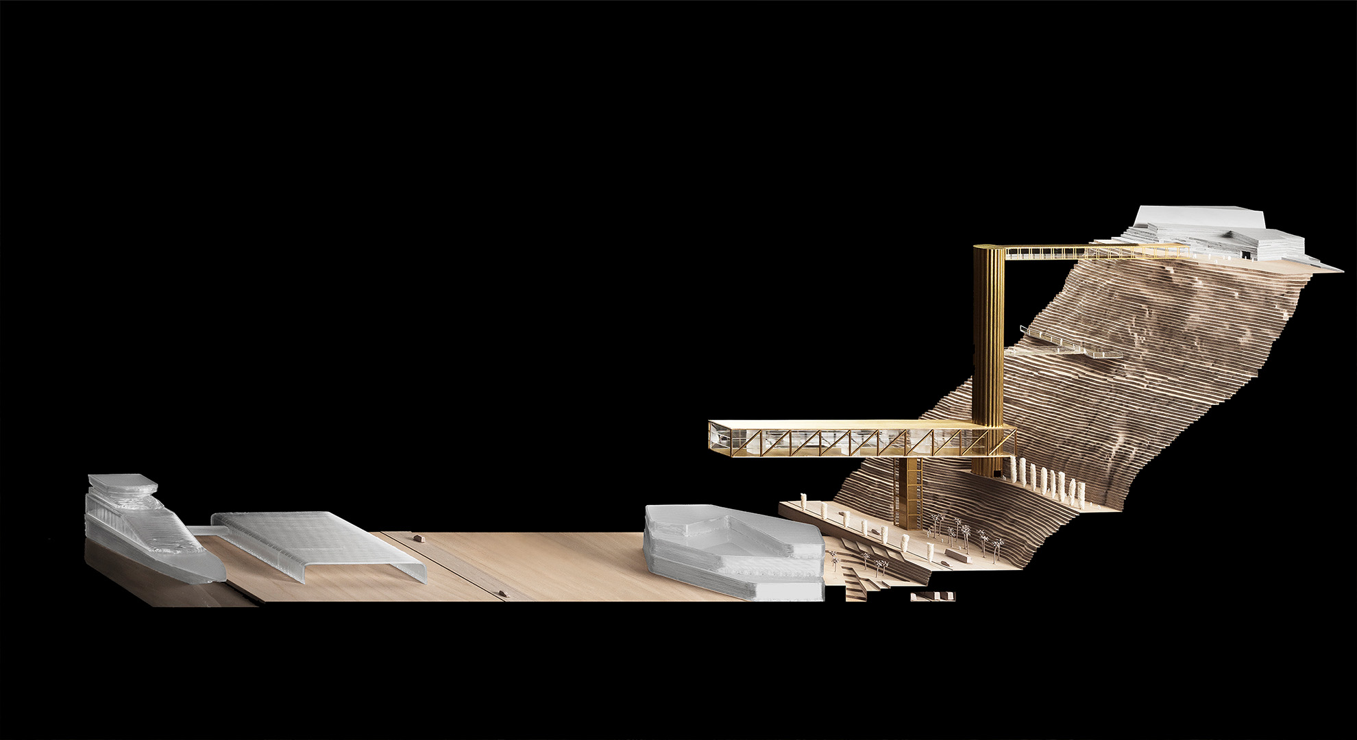 Model of a Rascahorizontes, a system for mobility and access on sloping terrain.