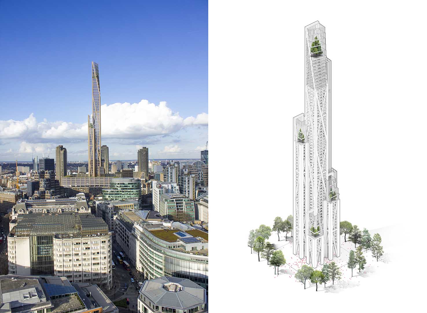 Oakwood Tower Barbican view in London, UK. Image courtesy of PLP Architecture